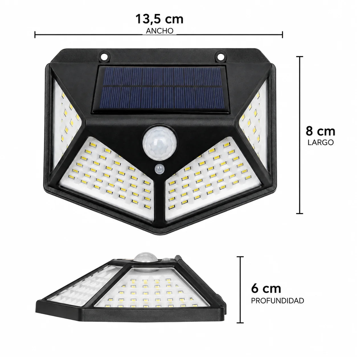 Foco Aplique Lámpara Solar LED de Pared con Sensor de Movimiento