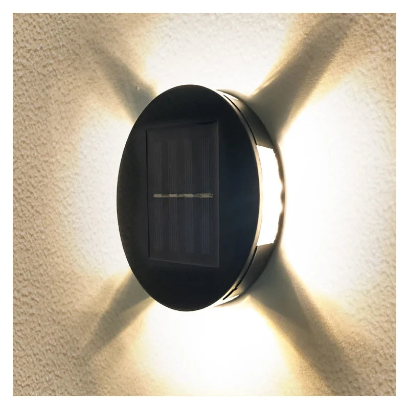 Foco Lámpara Aplique Led Solar Jardín Exterior Impermeable Negro