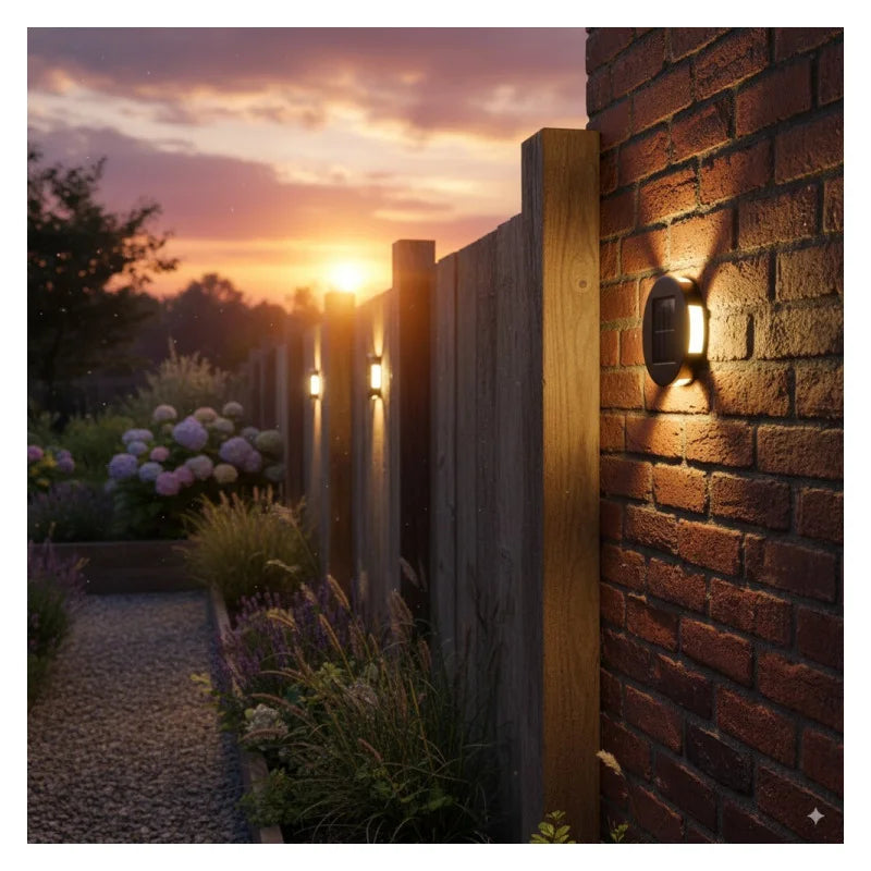 Foco Lámpara Aplique Led Solar Jardín Exterior Impermeable Negro