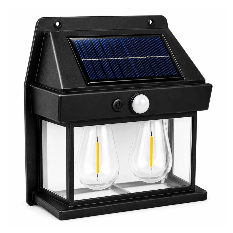 Aplique Doble Solar LED Exterior Con Sensor De Movimiento Luz Cálida IP65