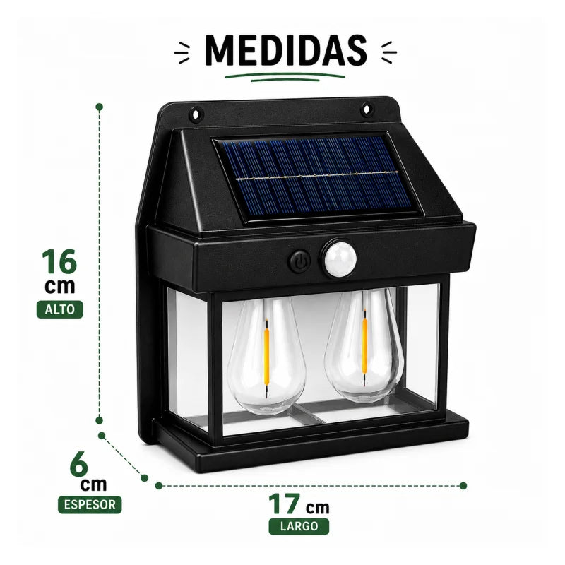 Aplique Doble Solar LED Exterior Con Sensor De Movimiento Luz Cálida IP65