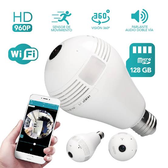 Cámara Seguridad Lámpara Portalámparas Wifi 360